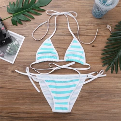 Cute Kawaii Japanese Anime Style Stripe Lingerie Bra Set String Tie Cosplay Lolita Underwear Bikini Bra and Panty Set Panties