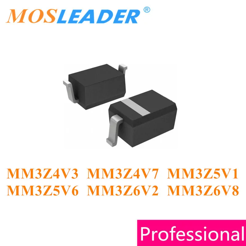 Mosleader 3000pcs SOD323 MM3Z4V3T1G 4.3V MM3Z4V7T1G 4.7V MM3Z5V1T1G 5.1V MM3Z5V6T1G 5.6V MM3Z6V2T1G 6.2V MM3Z6V8T1G 6.8V Chinese