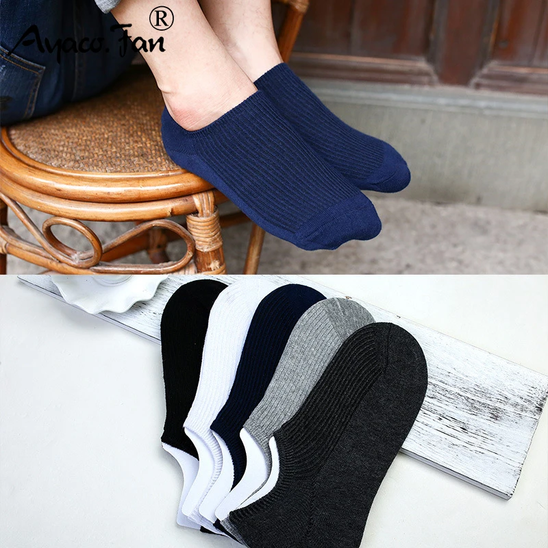 5 Pairs/Lot Cotton Men Socks Summer New Non-slip Silicone Invisible Boat Socks harajuku Male Ankle Sock Anti-skid Men Meias