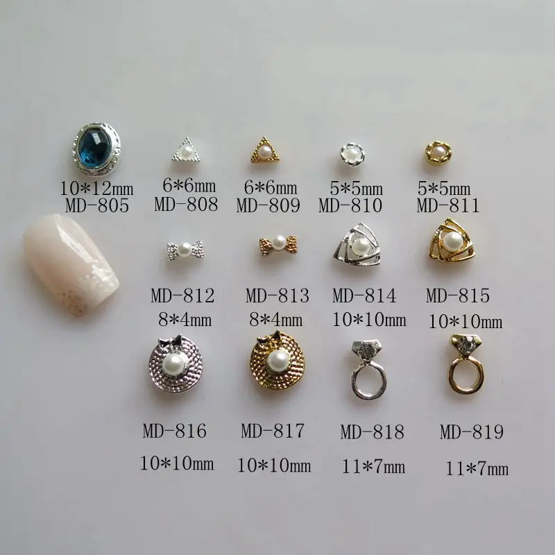 MD805-819 10pcs Fancy Rhinestone Metal Deco Metal Charms Metal Deco Charms Nail Art