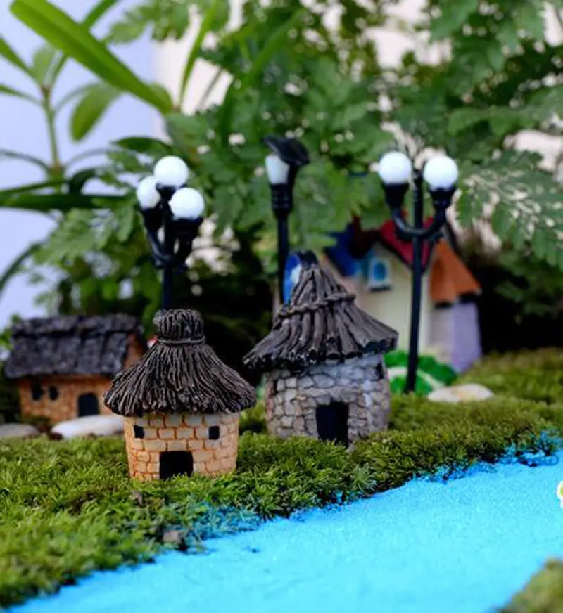 

Mini Village House Miniature Garden Mini Bridge Stairs Craft Figurine Plant Pot Garden Ornament Miniature Fairy Garden Supplies