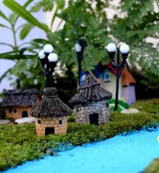 Mini Village House Miniature Garden Mini Bridge Stairs Craft Figurine Plant Pot Garden Ornament Miniature Fairy Garden Supplies