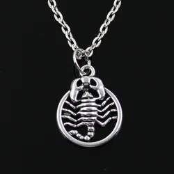 New Fashion Scorpion Scorpio Zodiac Pendants Round Cross Chain Short Long Mens Womens Silver Color  Necklace Jewelry Gift