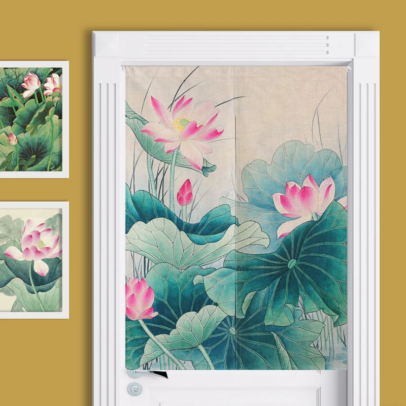 

Chinese Retro Scenery Lotus Door Curtain Noren Tapestry Study Bedroom Home Decor Kitchen Curtain