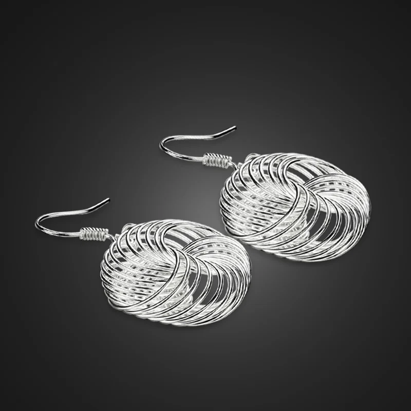 Fashion Silver Ancient Ways Mesh Earrings for Women 925 Sterling Silver Spain Jewelry Ear Cuff Tiny Earrings Birthday Gift