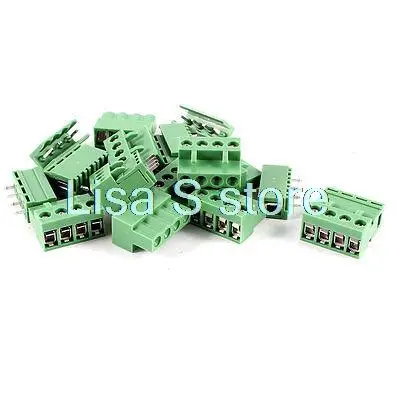 10 Pcs 4Pin 5.08mm Pitch PCB Screw Terminal Block Connector 300V 10A AWG14-26