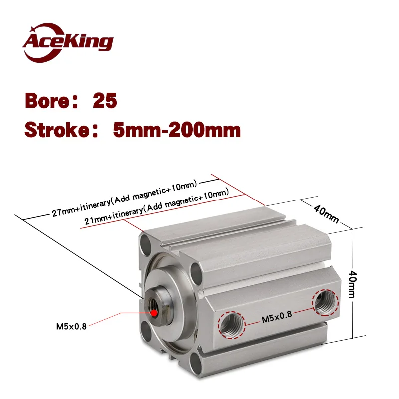 Pneumatic components AceKing SDA25x5x10x15x20x25x30x35x40x45x50 belt magnetic thin cylinder SDA25-20SB SDA25-50SB SDA25-30SB