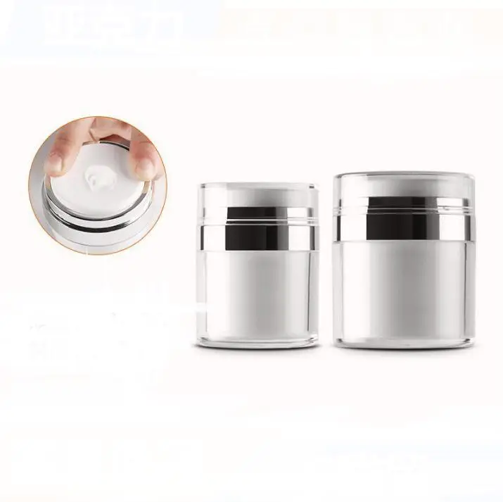 50pcs 50g/50ML Airless Acrylic Cream Jar Round Vacuum Cream Bottle Cosmetic Makeup Jars Packing Pump Bottle SN465