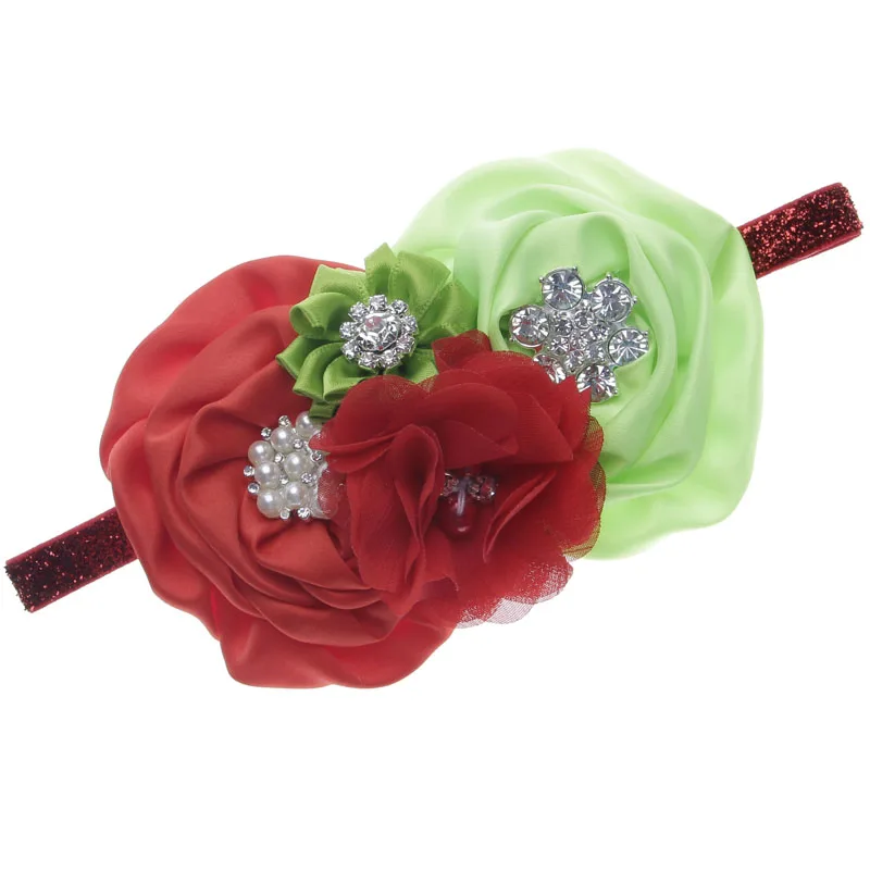 Vintage Princess Baby Girls Satin Rose Flower Shining Button Headband Gift Party Kids Floral Headwear Children Hair Bow Hairpin