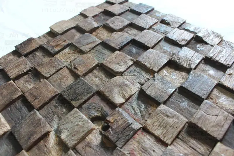 square pattern old ship wood tiles rustic wood dining room wall mosaic tile for kitchen bar backsplash country style wall tiles