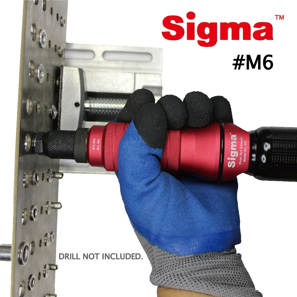 Sigma # m6 rosqueado rebite porca broca adaptador sem fio ou elétrica ferramenta elétrica acessório ar alternativo pneumática arma porca rebite