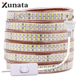 5730 Led Strip 220V 110V Waterproof Warm White/White 240Leds/m Double Row Flex Ribbon Tape LED Stripe With Switch EU/US/UK