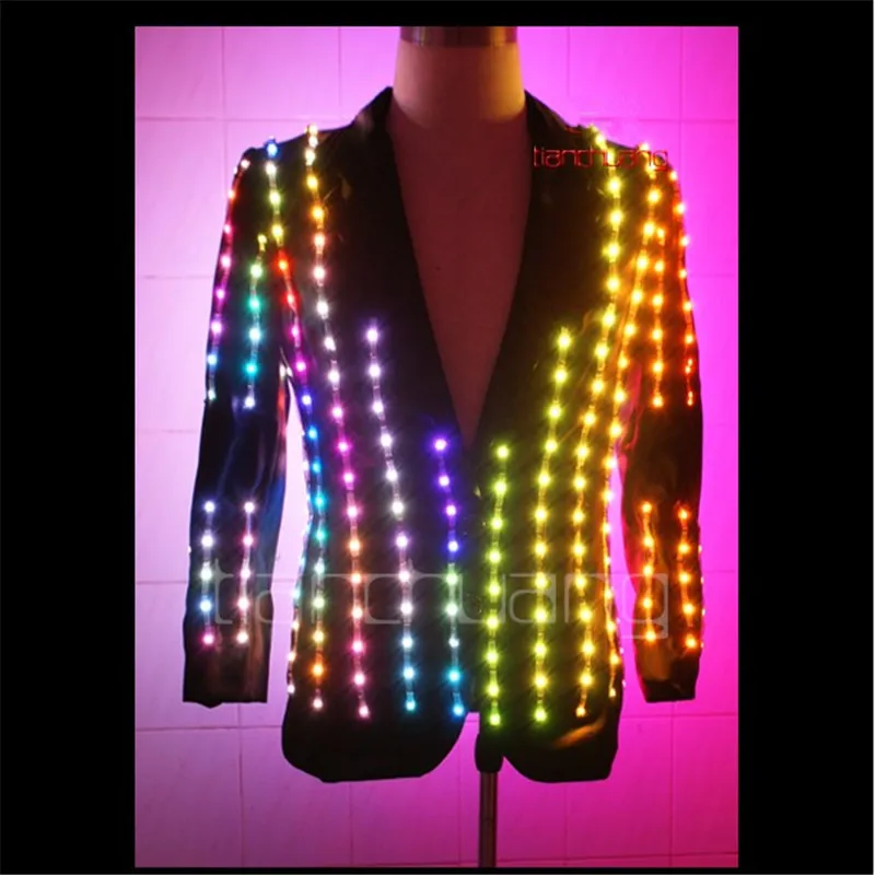 TC-19 Led luminous light jacket performance cloth ballroom programmable Magic dance costumes led robot suit colorful light wear