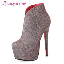 Lasyarrow Botas Zipper Feminina Sexy Degli Alti Talloni Stivaletti Per La Donna Elegante Inverno Caldo Scarpe Da Sposa Tacchi Piattaforma RM068