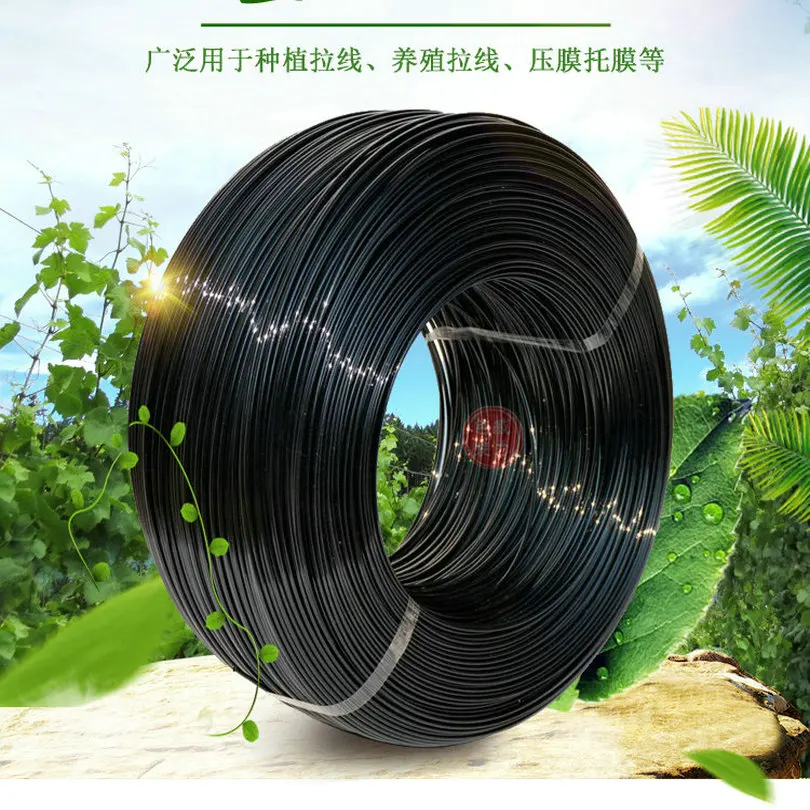 HQ BC01 Anti Rust Copperring Steel Wire Rope Cable with Black PVC Coating Flexible Smooth Rope for Agriculture Greenhouse