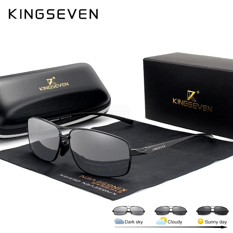 Okulary przeciwsłoneczne fotochromowe KINGSEVEN męskie, polaryzacyjne, zmieniające kolor, okulary słoneczne męskie do jazdy dziennej i nocnej, model N7088