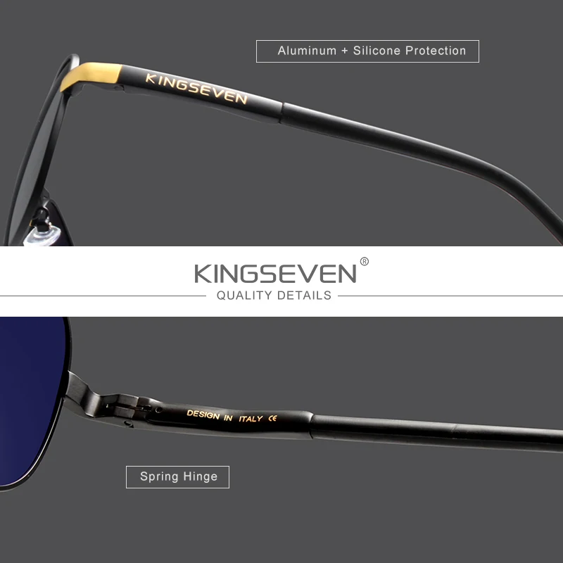 KINGSEVEN Brand 2024 Men\'s Glasses Driving Polarized UV400 Protection Sunglasses Aluminum Fashion Eyewear Gafas De Sol Shades