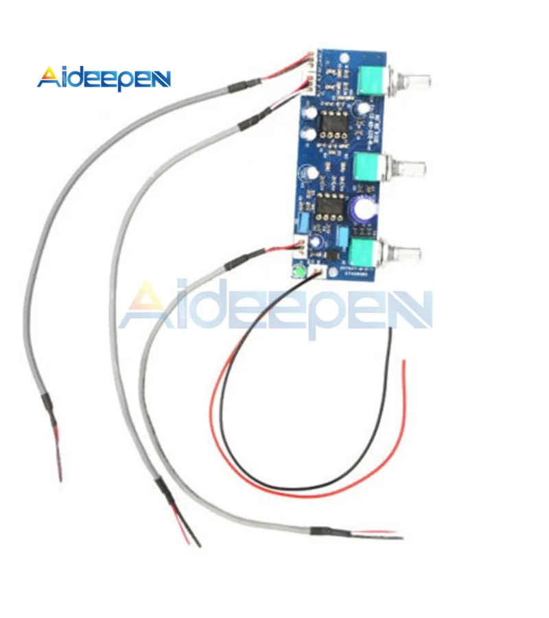 DC 12V-24V NE5532 Subwoofer 2.1CH Preamplifier Board 22Hz-300Hz Frequency Adjustment Low Pass Filter Module DIY Kit With Cable