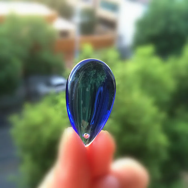Free Rings 10pcs 38mm Blue Color Glass Chandelier Parts Crystal Raindrop Prisms For Curtain Pendants Garden Hanging Decoration image 4