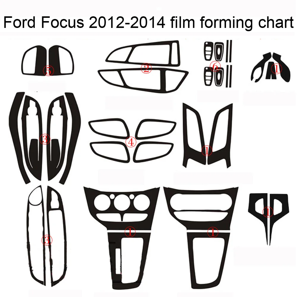 For Ford Focus 2012-2018 Interior Central Control Panel Door Handle 3D/5D Carbon Fiber Stickers Decals Car styling Accessorie