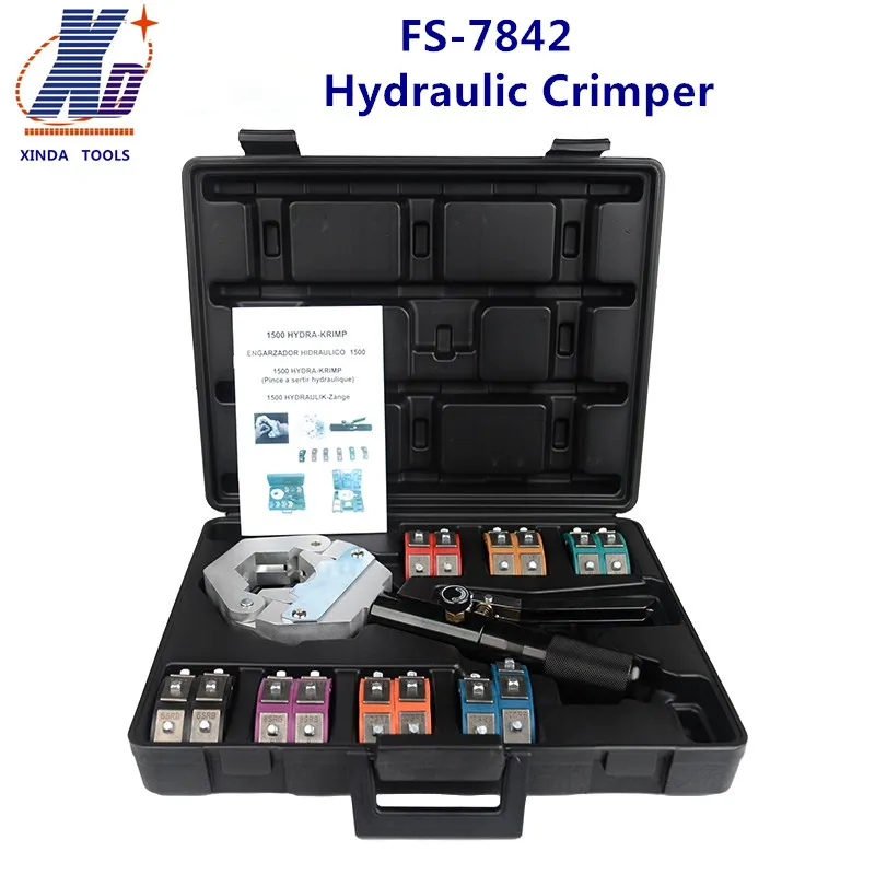 

FS-7842Hydraulic Hose Crimper Kit Automative A/C Hose Crimping Tools for Repair Air Conditioner Pipes With 7 Die Heads