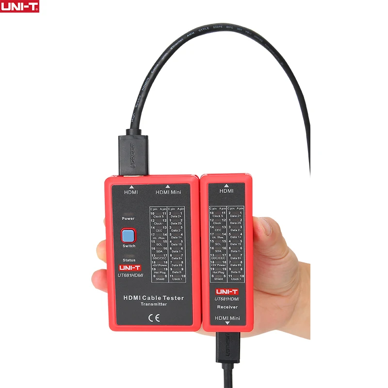 Imagem -02 - Verificador de Cabo de Rede Ut681hdmi Mini Cabo de Teste Rastreador Tela Led Manual Desligamento Automático