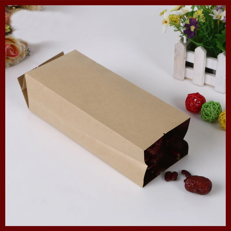 9*28+7 50pcs brown self Opening kraft paper bags stand up for gifts sweets and candy food tea jewelry retail package paper