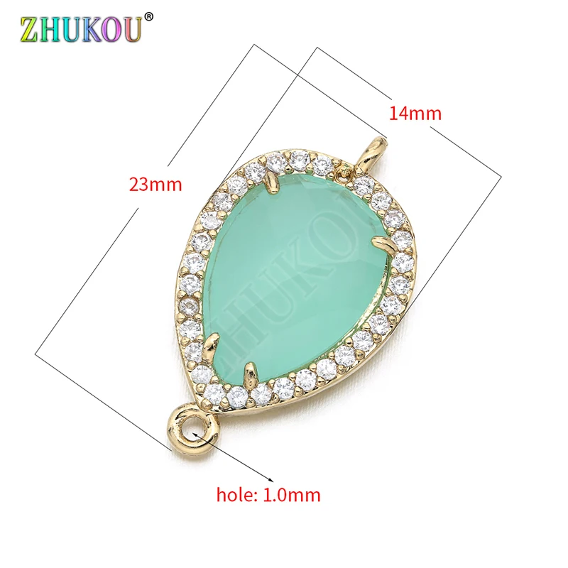 14*23mm High Quality Brass Cubic Zirconia Water-drops shape  Connectors DIY Jewelry Findings Making, Hole:1.0mm Model: VS297
