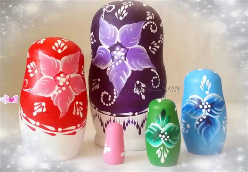 6 Colors 5 Layer Hand-Painted Russian Wood Dolls Update High Quality Dry Basswood Matryoshka Doll Toys Gift L50