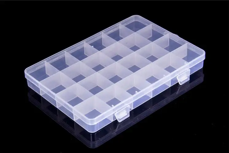 

24 Grids Compartments Jewellery Bead Earrings Rings Storage Box Case Organiser SN1493