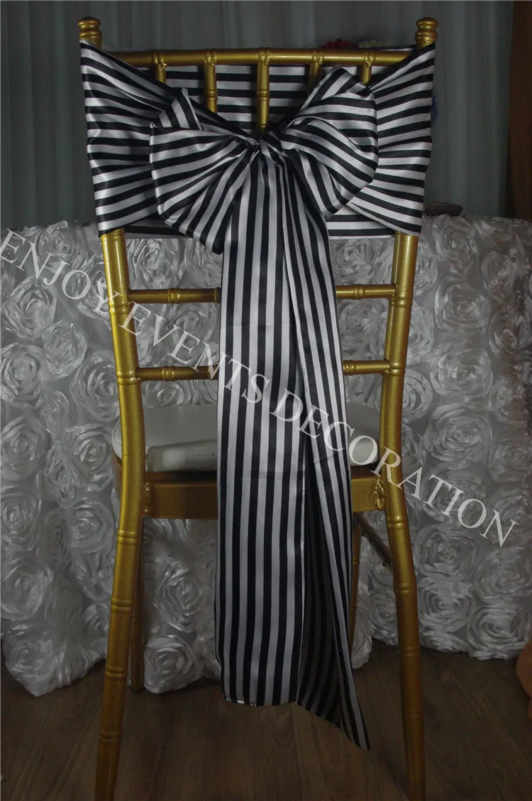 

10pcs YHC#403 stripe satin chair sash for wedding events party