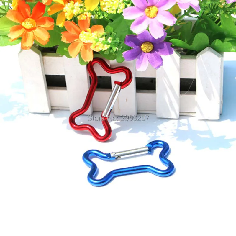 

100pcs Bone Shape Hook Ring Aluminum Carabiner Camping Hiking Tools Quick Hook Backpacking Hanging Buckle Keychain