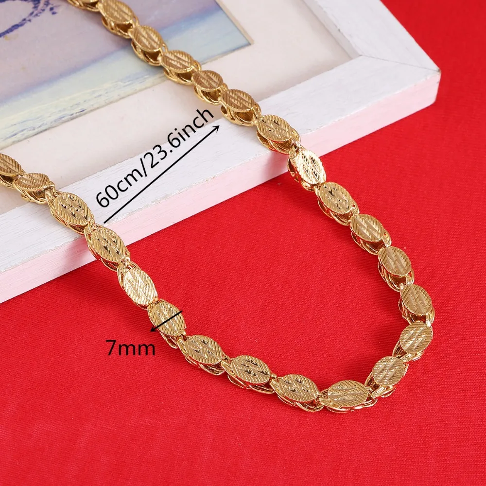 Length 60cm Width 7mm Ethiopian Thick Necklaces Gold Color Africa Eritrea Chunky Chain Dubai Arab Jewelry