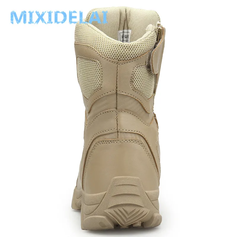 MIXIDELAI Size 39-47 Desert Tactical Mens Boots Wear-resisting Training Boots Waterproof Outdoor Hiking Men Combat Ankle Boots