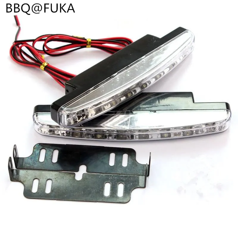 BBQ@FUKA 2 Pcs 8 LED Euro Daytime Running Light DRL Daylight Fog Lamp Day Lights Fit For A4 A6 Accord Civic CRV K2 Car-Styling