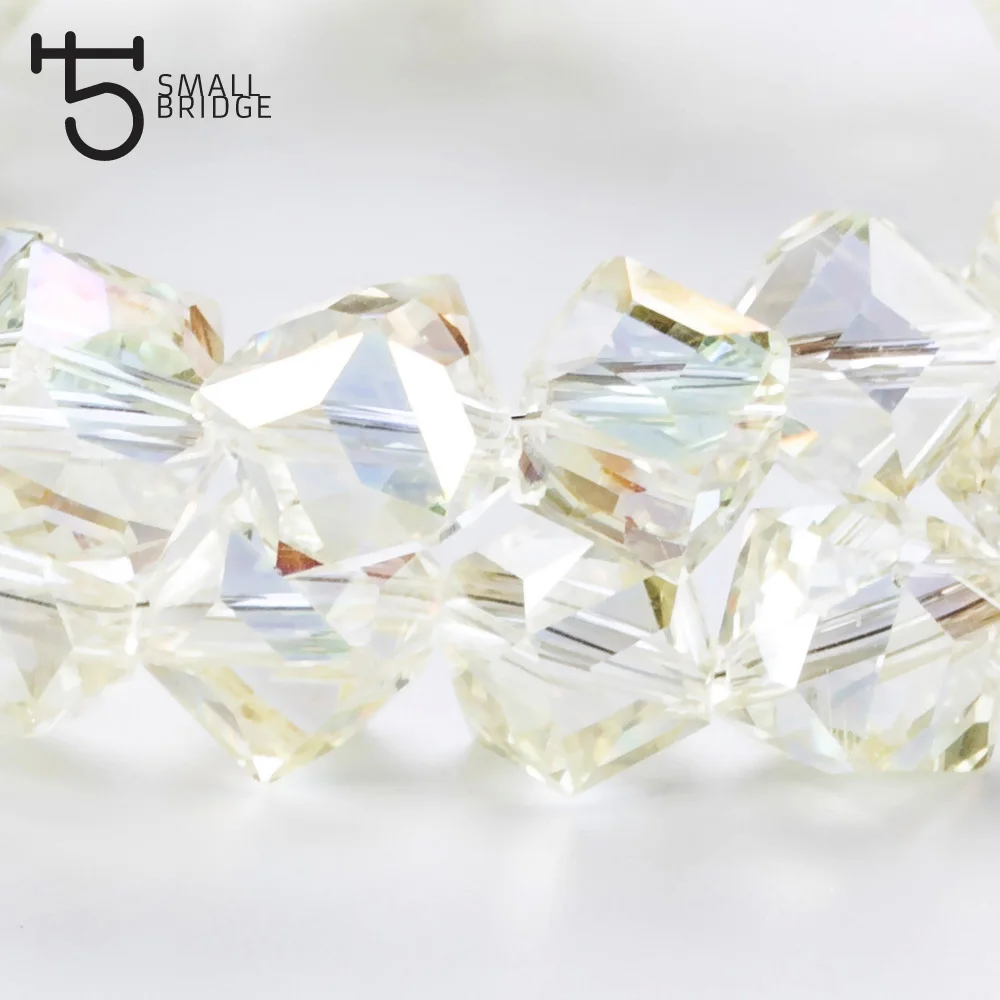 8mm Austria Faceted Square Glass Beads for Jewelry Making Diy Decoration Transparent Crystal Cube Beads Wholesale X301