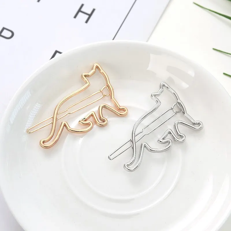 1pc Women Girls Metal Simulated-pearl Cute Cat Lip Hairpins Hair Clip Hair Accessories Polished Animal Hair Barrette as gift