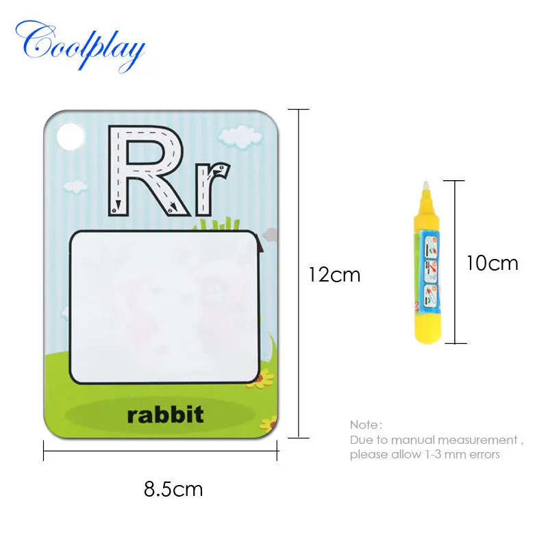Coolplay กระดานวาดภาพน้ำ26ตัวอักษรสมุดภาพระบายสีและกระดานวาดภาพการ์ดจดหมาย2ปากกามายากลของเล่นเพื่อการศึกษาภาษาอังกฤษ