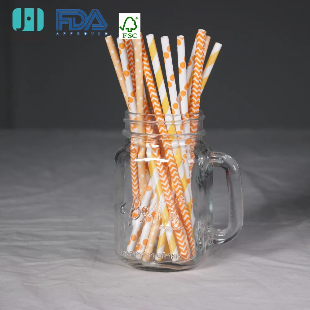 Paper Straws Polka Dots Stripes  Party Straws Birthday Party Theme Party  Green   Orange    pink  Cake pops ,25pcs