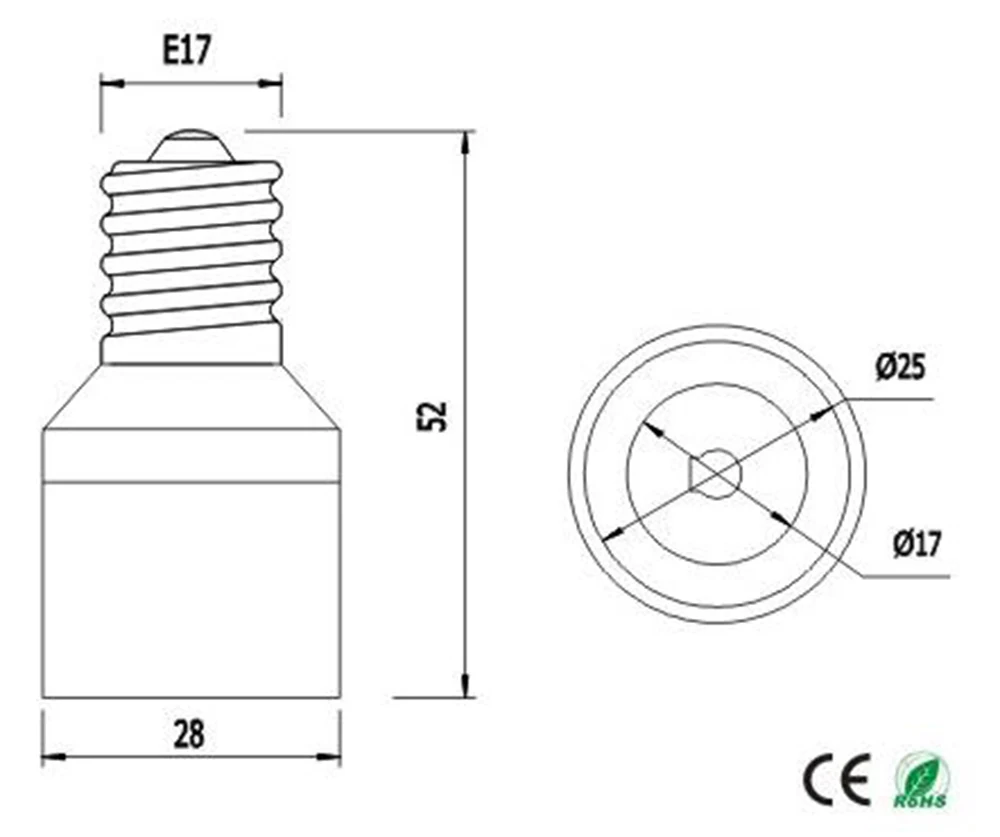 2PCS E17 to E17 Light Socket adapter E17 to E17 lamp holder Extender converter, CE Rohs