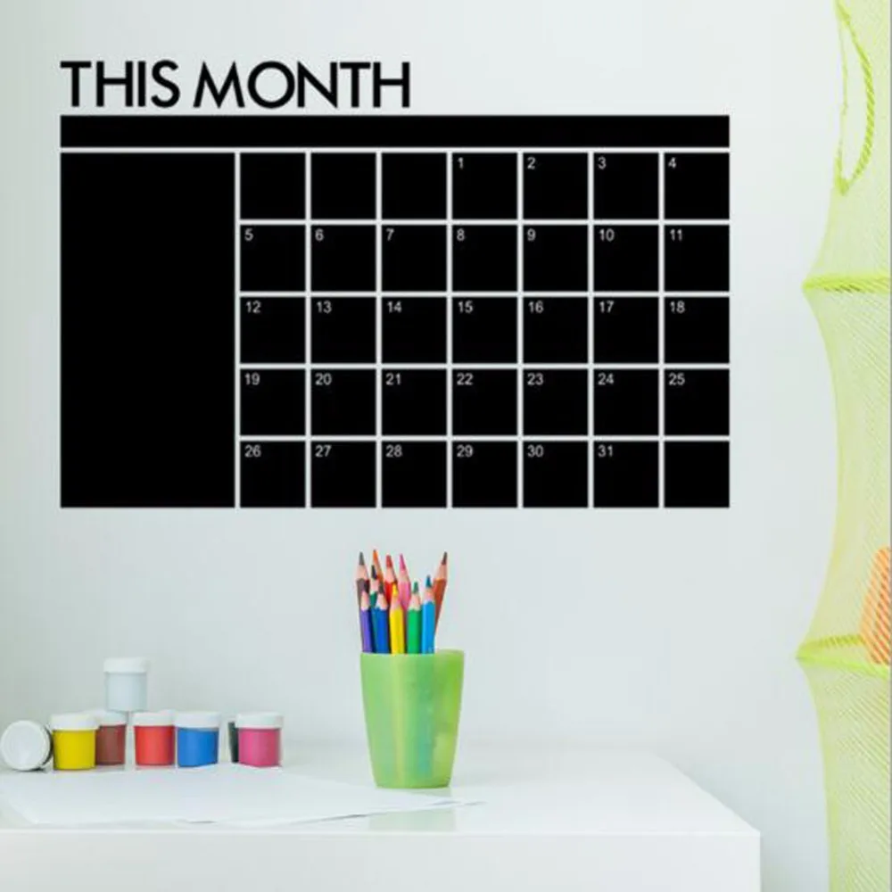 Tableau noir créatif amovible pour planificateur de calendrier, 60cm x 92cm, 1 pièce/paquet, pour la papeterie scolaire, le bureau et la maison