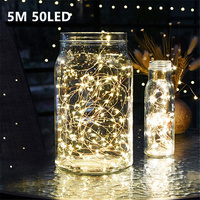 5M 50 LED CR2032 Battery Operated LED String Lights for Xmas Garland Party Wedding Decoration Christmas Flasher Fairy Lights