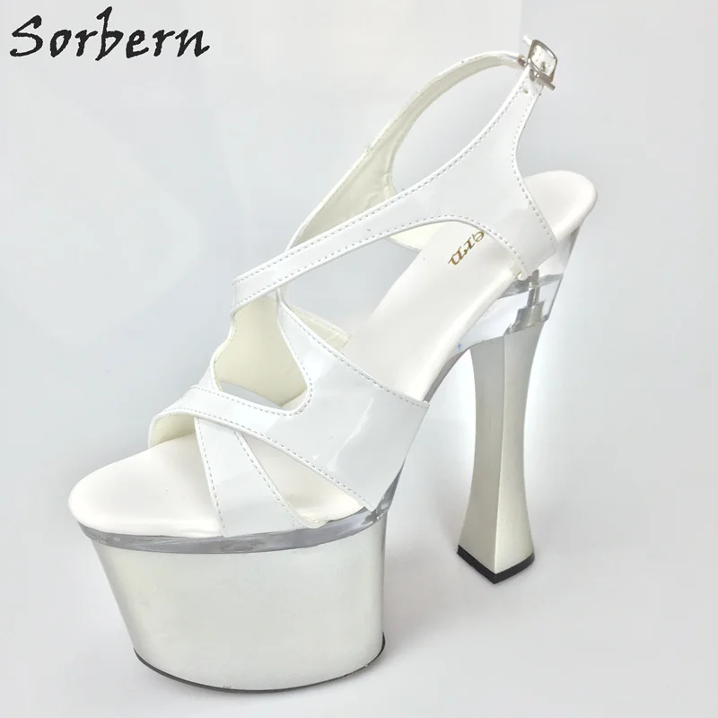 

Sorbern Women Summer Ankle Strap Square Chunky High Heels 18Cm Runway Shoes Women Heeled Sandals Slingbacks Custom Colors