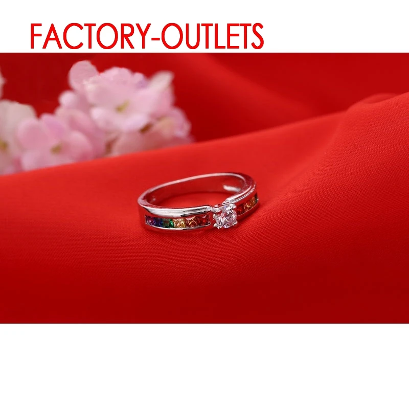 925 Sterling Silver Ring Fashion Jewelry Colourful Cubic Zirconia Tension Setting Women Girls Party Engagement Wholesale