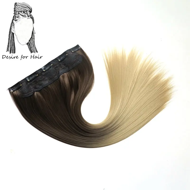 Desejo de cabelo 1 pacote, 24 polegadas, 60cm de comprimento, 130g, liso e sedoso, cor rosa ombré, sintético, uma peça de cabelo com 5 grampos