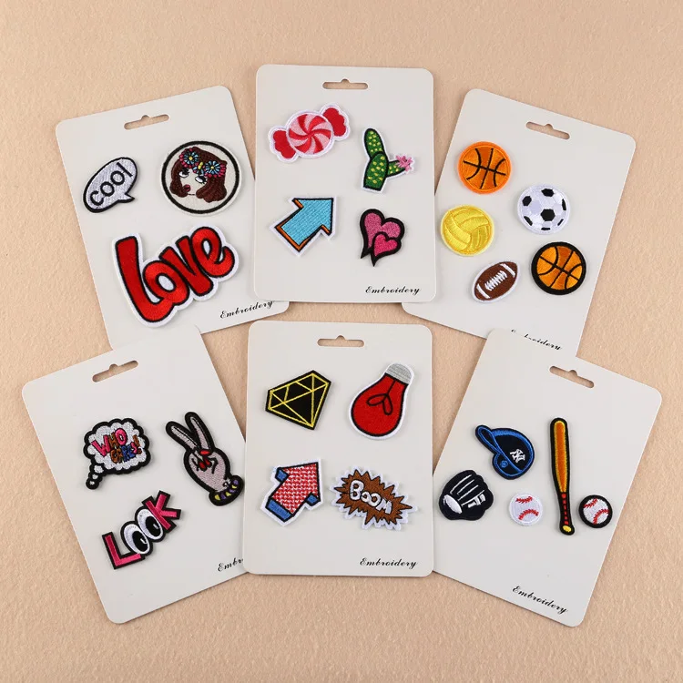 1 Set Baseball Bat Cap Patches For Clothes Iron On Sew On Embroidered Fabric Badges Applique DIY Apparel Accessory