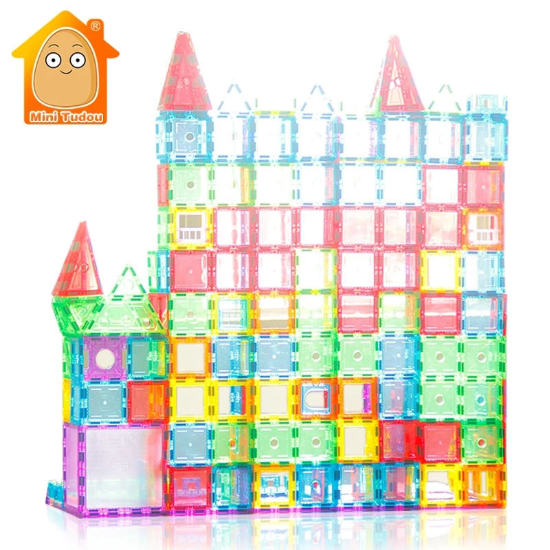 

Educational Toy 72-98PCS Magnetic Tiles Transparentes Magnetic Constructor Building Blocks Toys For Kids Magnet Game