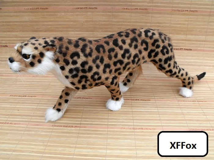 

big simulaiton leopard model resin&fur real life leopard doll gift about 55x10x19cm xf0751