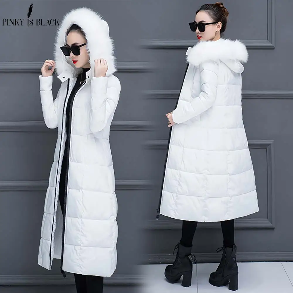 PinkyIsBlack 2019 Winter Jacket Women Fur Hooded Parkas Long Coats Cotton Padded Winter Coat Women Warm Thicken Jaqueta Feminina