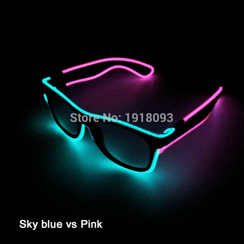 New Design Sound active Battery Driver Twin Color Blinking Flexible Novelty Lighting EL wire LED Neon Glasses For Party Supplies